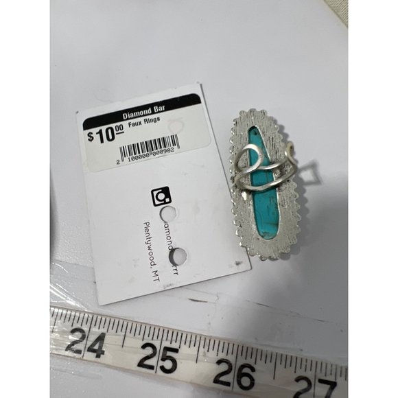 Faux Turquoise Navajo Adjustable Ring Womens Southwestern Boho NEW - Picture 3 of 3